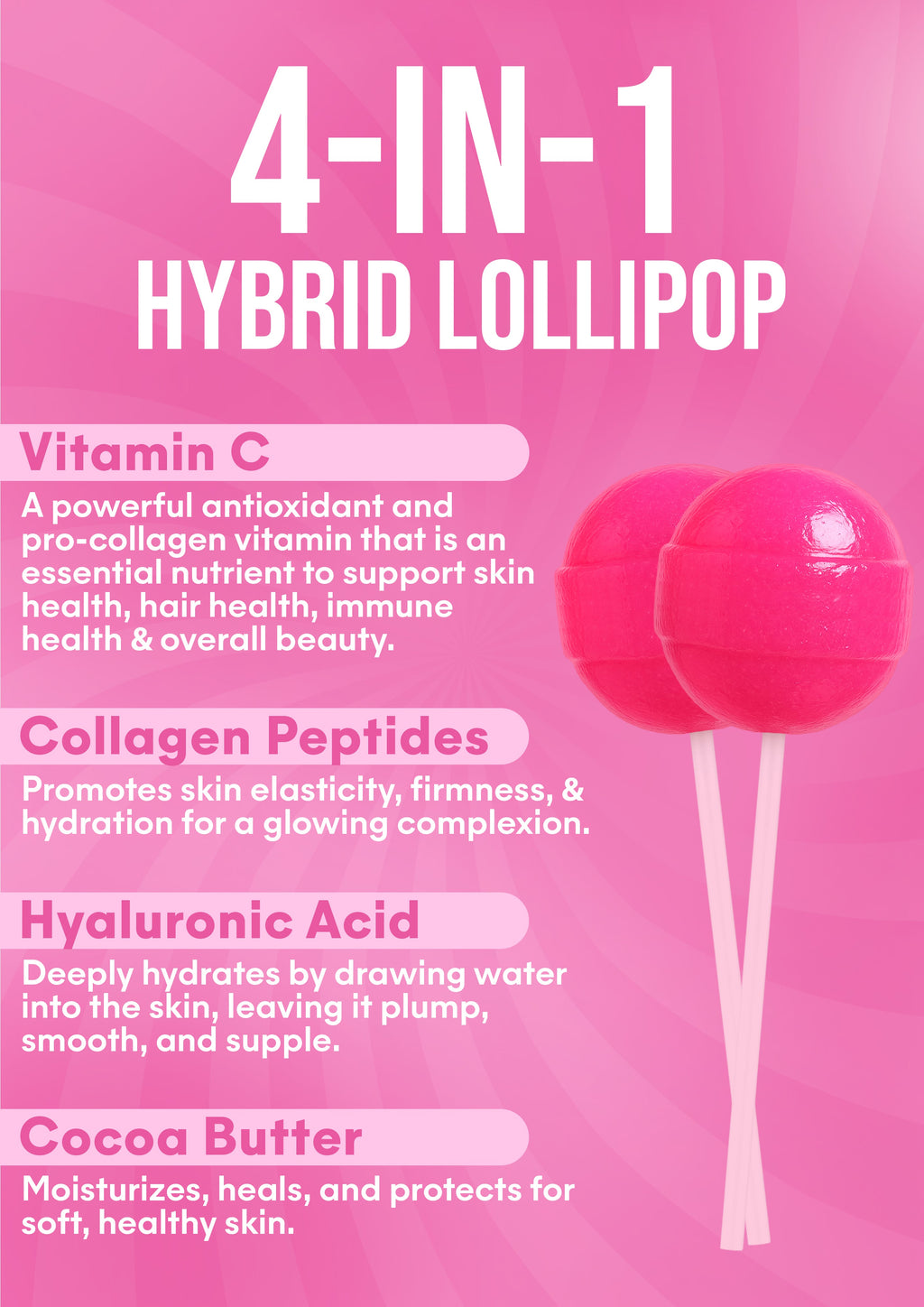It Girl Beauty Lollipops - Collagen Peptides & Vitamin C Healthy Candy for Skin, Hair, Nails